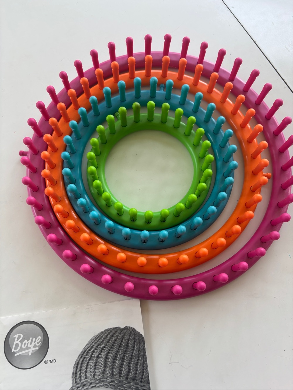 Boye Round Knitting Loom Set and Long loom- Bright Rainbow Colors
